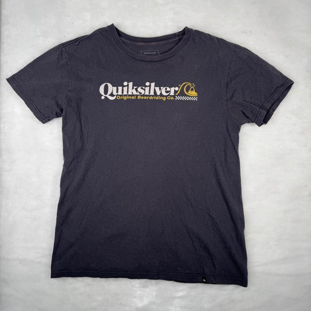 Quiksilver Graphic Tee Medium Black Surf Skate Grunge Mens Y2K